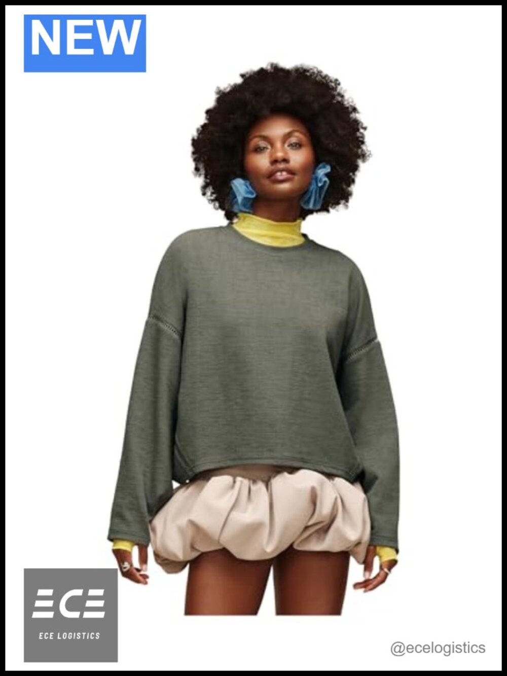 Women's Crewneck Relaxed Pullover Sweater Drop Shoulder Ladder Stitch